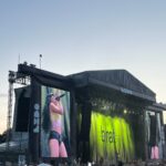 Charli XCX performing live at Libdo Festival with her “Brat” backdrop, during the Charli XCX concert in London.